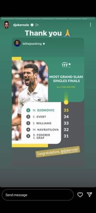 Screengrab of the Serb's Instagram story